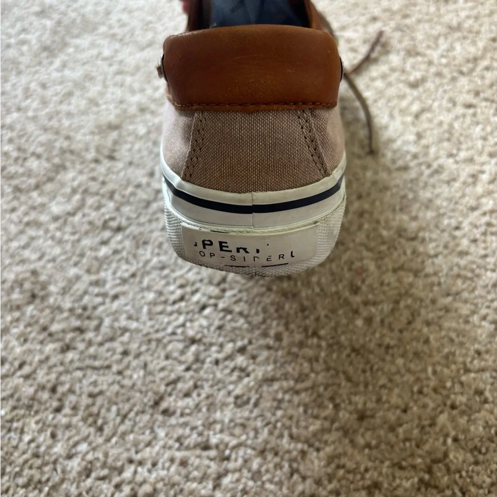 Sperry Two-Tone Brown Canvas & Tan Leather Boat Shoes